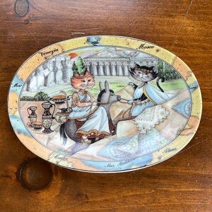 Tourist Cats Oval Plate Made in Italy
